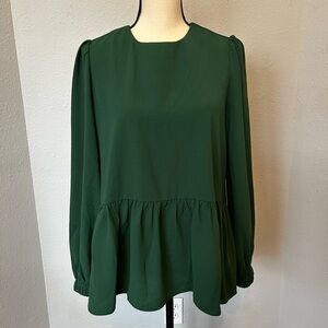 Pomander Place Forest Green Peplum Blouse